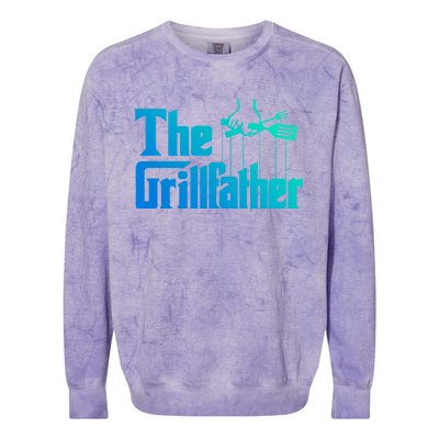 Funny The Grillfather Bbq Grill And Smoker Barbecue Chef Gift Colorblast Crewneck Sweatshirt