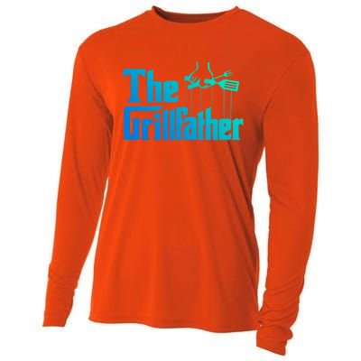 Funny The Grillfather Bbq Grill And Smoker Barbecue Chef Gift Cooling Performance Long Sleeve Crew