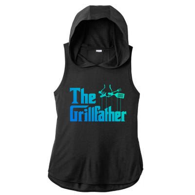 Funny The Grillfather Bbq Grill And Smoker Barbecue Chef Gift Ladies PosiCharge Tri-Blend Wicking Draft Hoodie Tank