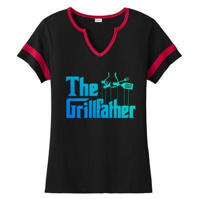 Funny The Grillfather Bbq Grill And Smoker Barbecue Chef Gift Ladies Halftime Notch Neck Tee