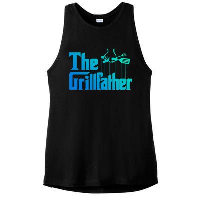 Funny The Grillfather Bbq Grill And Smoker Barbecue Chef Gift Ladies PosiCharge Tri-Blend Wicking Tank