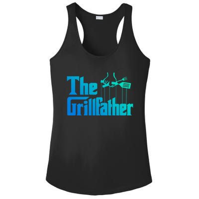 Funny The Grillfather Bbq Grill And Smoker Barbecue Chef Gift Ladies PosiCharge Competitor Racerback Tank