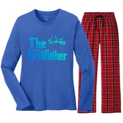 Funny The Grillfather Bbq Grill And Smoker Barbecue Chef Gift Women's Long Sleeve Flannel Pajama Set 