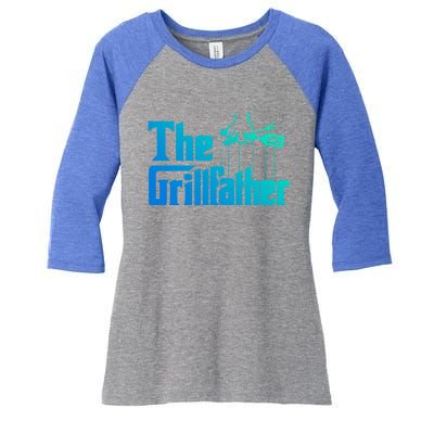 Funny The Grillfather Bbq Grill And Smoker Barbecue Chef Gift Women's Tri-Blend 3/4-Sleeve Raglan Shirt