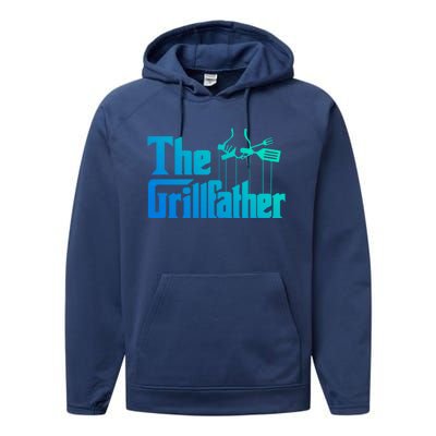 Funny The Grillfather Bbq Grill And Smoker Barbecue Chef Gift Performance Fleece Hoodie