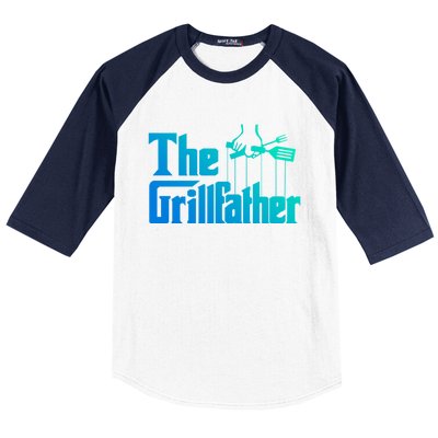 Funny The Grillfather Bbq Grill And Smoker Barbecue Chef Gift Baseball Sleeve Shirt