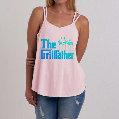 Funny The Grillfather Bbq Grill And Smoker Barbecue Chef Gift Women's Strappy Tank