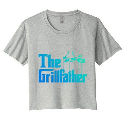 Funny The Grillfather Bbq Grill And Smoker Barbecue Chef Gift Women's Crop Top Tee