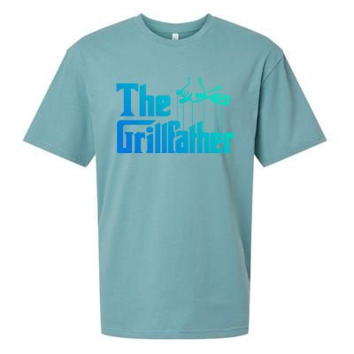 Funny The Grillfather Bbq Grill And Smoker Barbecue Chef Gift Sueded Cloud Jersey T-Shirt