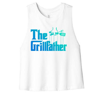 Funny The Grillfather Bbq Grill And Smoker Barbecue Chef Gift Women's Racerback Cropped Tank