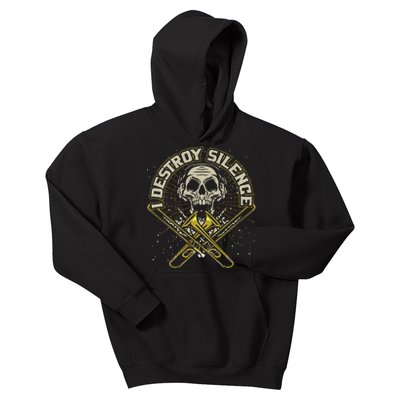 Funny Trombonist Gift I Destroy Silence Trombone Kids Hoodie