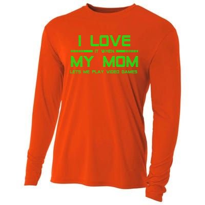 Funny Teen Gaming I Love My Mom Let's Me Play Game Gift Cooling Performance Long Sleeve Crew