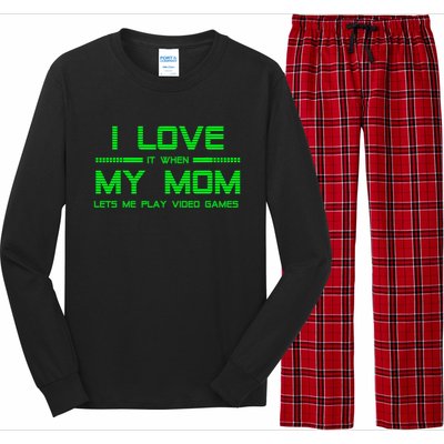 Funny Teen Gaming I Love My Mom Let's Me Play Game Gift Long Sleeve Pajama Set