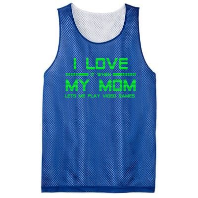 Funny Teen Gaming I Love My Mom Let's Me Play Game Gift Mesh Reversible Basketball Jersey Tank