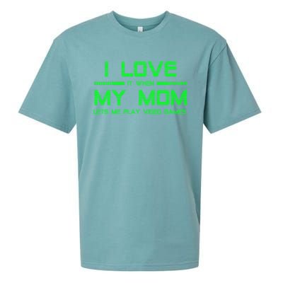 Funny Teen Gaming I Love My Mom Let's Me Play Game Gift Sueded Cloud Jersey T-Shirt