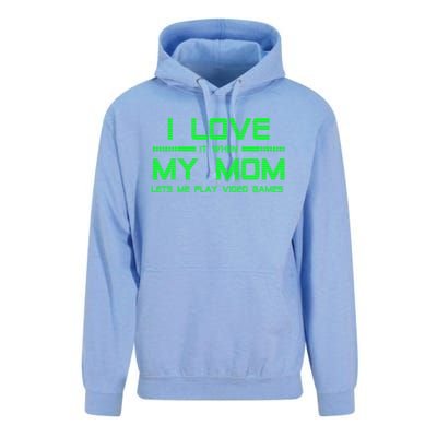 Funny Teen Gaming I Love My Mom Let's Me Play Game Gift Unisex Surf Hoodie