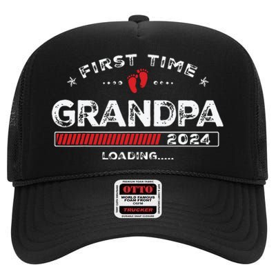 First Time Grandpa Est 2024 Loading Soon To Be Dad Grandpa High Crown Mesh Back Trucker Hat