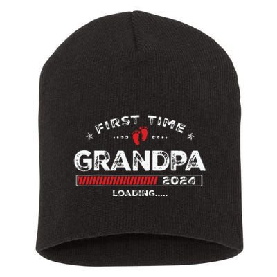 First Time Grandpa Est 2024 Loading Soon To Be Dad Grandpa Short Acrylic Beanie