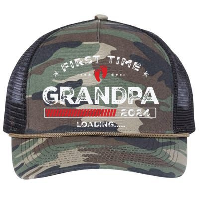 First Time Grandpa Est 2024 Loading Soon To Be Dad Grandpa Retro Rope Trucker Hat Cap