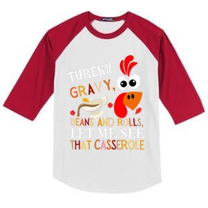 Funny Turkey Gravy Beans And Rolls Let Me See That Casserole Kids Colorblock Raglan Jersey