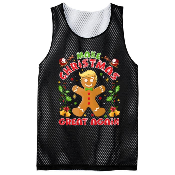 Funny Trump Gingerbread Man Make Christmas Great Again 2024 Mesh Reversible Basketball Jersey Tank