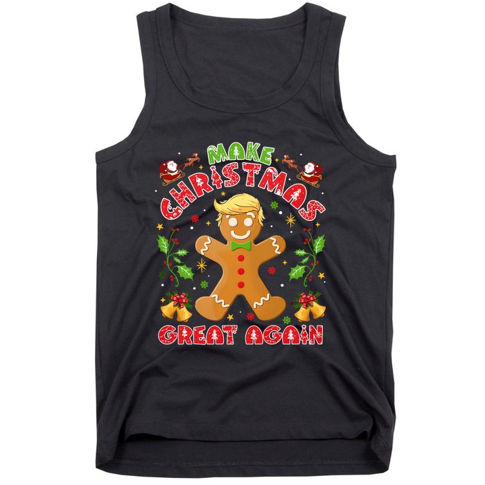 Funny Trump Gingerbread Man Make Christmas Great Again 2024 Tank Top