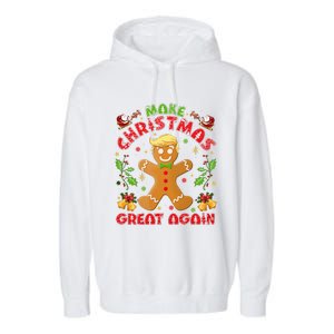 Funny Trump Gingerbread Man Make Christmas Great Again 2024 Garment-Dyed Fleece Hoodie