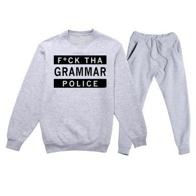 Fuck Tha Grammar Police Premium Crewneck Sweatsuit Set