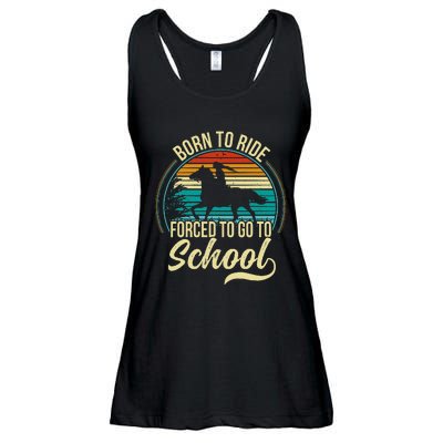 Forced To Go To School Born Ride Horse Ladies Essential Flowy Tank