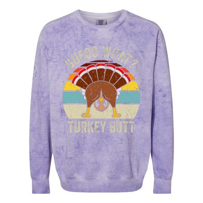 Funny Thanksgiving Guess What Turkey Butt Colorblast Crewneck Sweatshirt