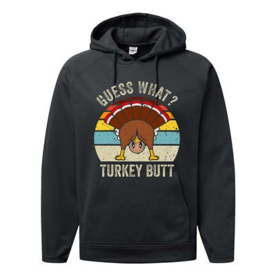 Funny Thanksgiving Guess What Turkey Butt Performance Fleece Hoodie