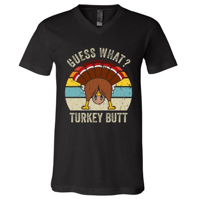 Funny Thanksgiving Guess What Turkey Butt V-Neck T-Shirt