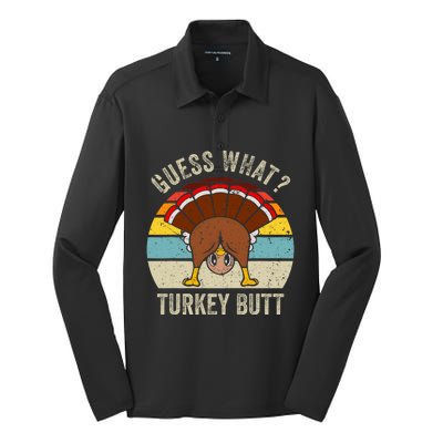 Funny Thanksgiving Guess What Turkey Butt Silk Touch Performance Long Sleeve Polo