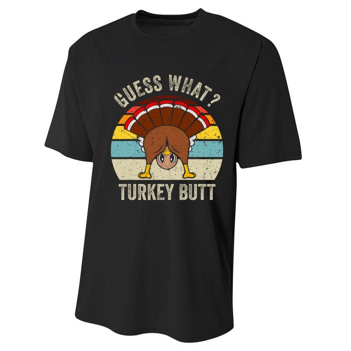 Funny Thanksgiving Guess What Turkey Butt Performance Sprint T-Shirt