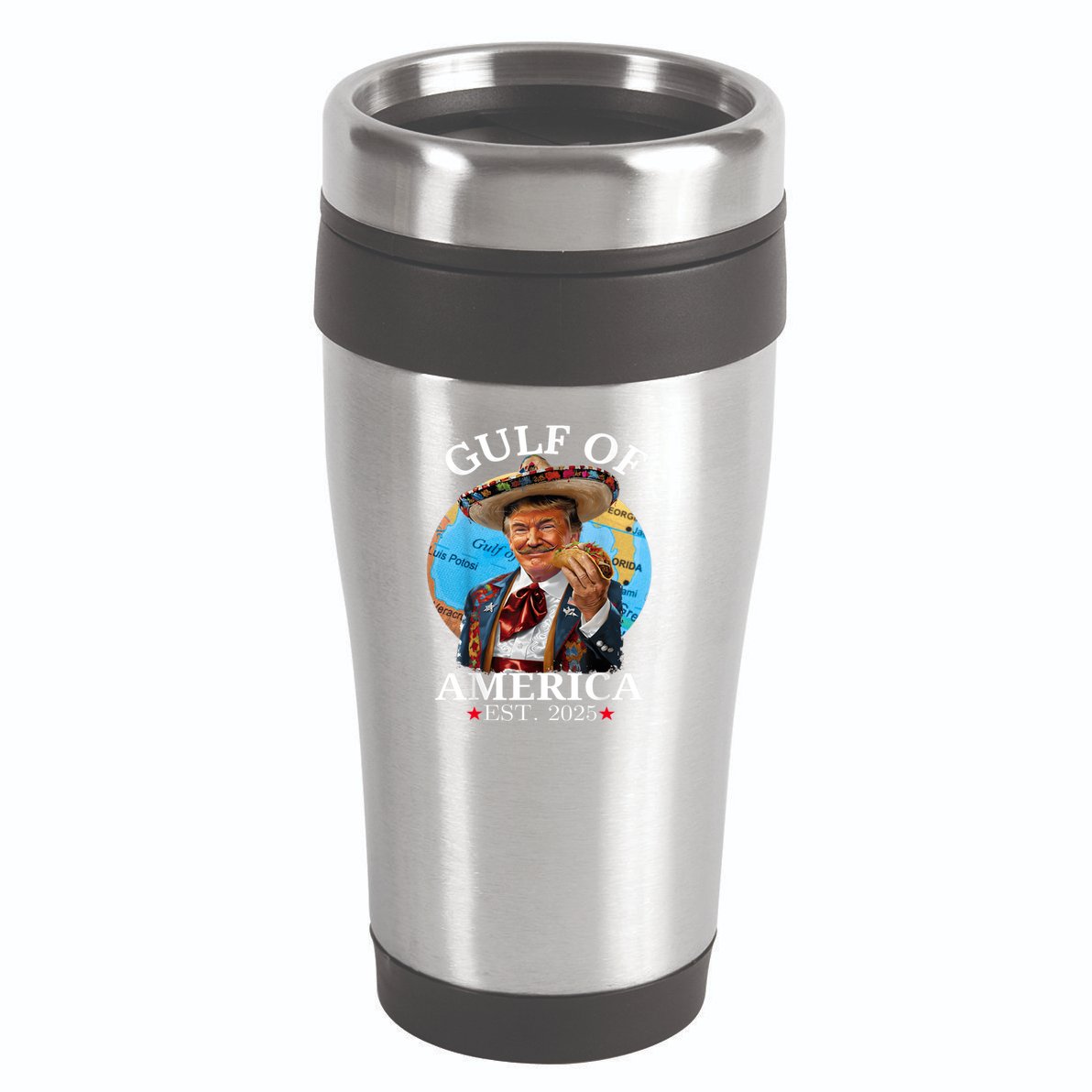 Funny Trump Gulf Of Us America Est 2025 16oz Travel Tumbler