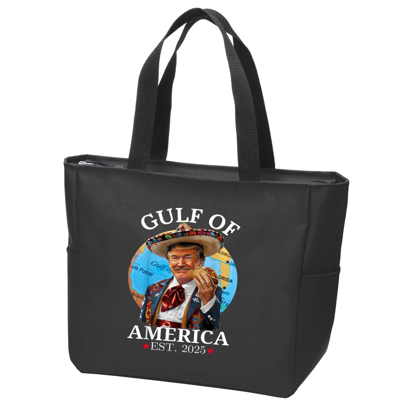 Funny Trump Gulf Of Us America Est 2025 Zip Tote Bag