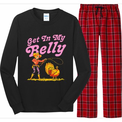 Funny Thanksgiving Get In My Belly Long Sleeve Pajama Set