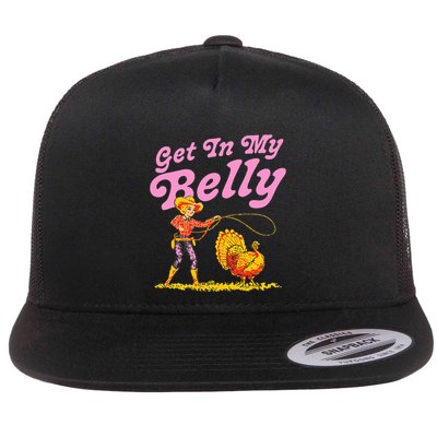 Funny Thanksgiving Get In My Belly Flatbill Hat