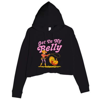 Funny Thanksgiving Get In My Belly Crop Fleece Hoodie