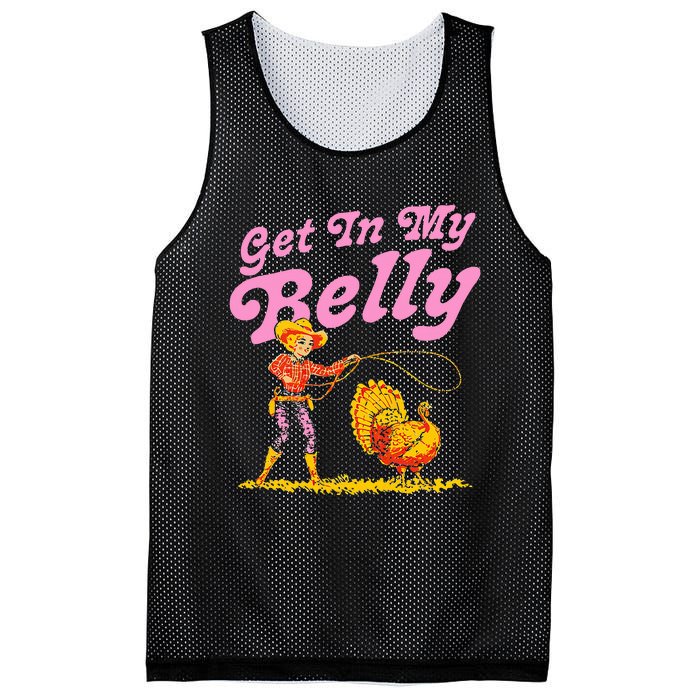 Funny Thanksgiving Get In My Belly Mesh Reversible Basketball Jersey Tank