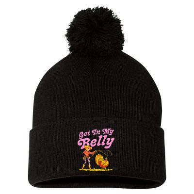Funny Thanksgiving Get In My Belly Pom Pom 12in Knit Beanie