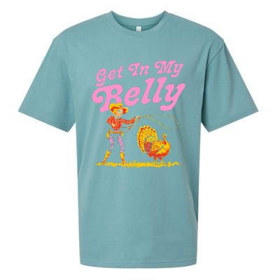 Funny Thanksgiving Get In My Belly Sueded Cloud Jersey T-Shirt