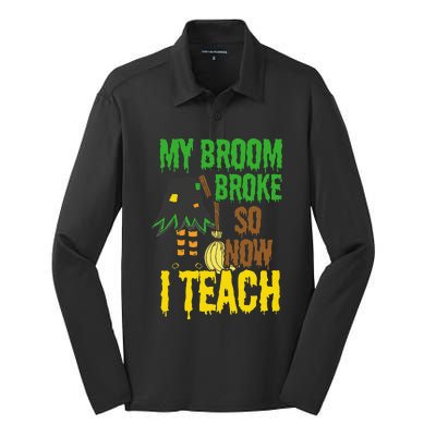 Funny Teacher Gift Idea Witch Halloween Silk Touch Performance Long Sleeve Polo