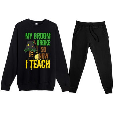 Funny Teacher Gift Idea Witch Halloween Premium Crewneck Sweatsuit Set