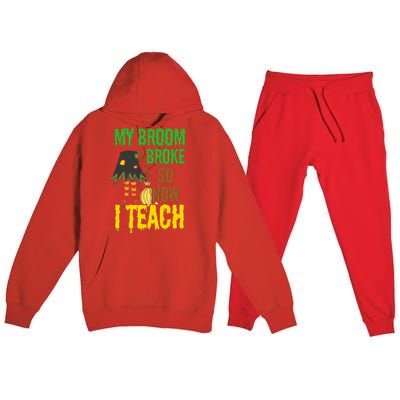 Funny Teacher Gift Idea Witch Halloween Premium Hooded Sweatsuit Set