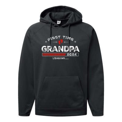 First Time Grandpa Est. 2024 Loading Soon To Be Dad Grandpa Performance Fleece Hoodie