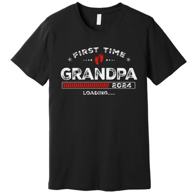 First Time Grandpa Est. 2024 Loading Soon To Be Dad Grandpa Premium T-Shirt