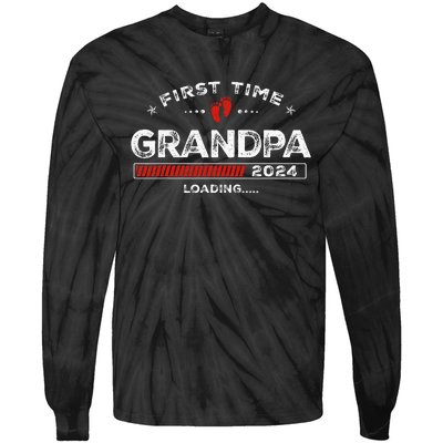 First Time Grandpa Est. 2024 Loading Soon To Be Dad Grandpa Tie-Dye Long Sleeve Shirt