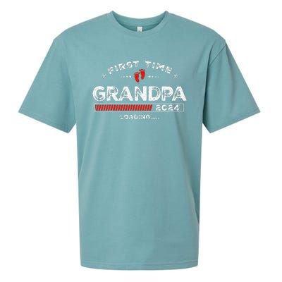 First Time Grandpa Est. 2024 Loading Soon To Be Dad Grandpa Sueded Cloud Jersey T-Shirt