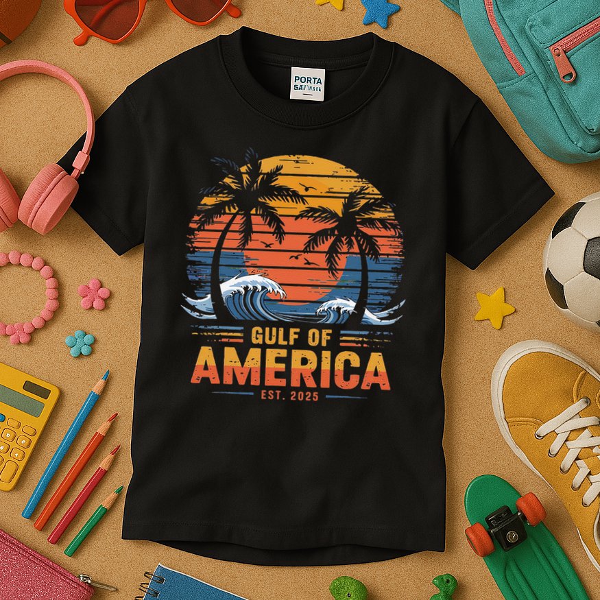 Funny Trump Gulf Of Us America 2025 Trump Merchandise Kids T-Shirt